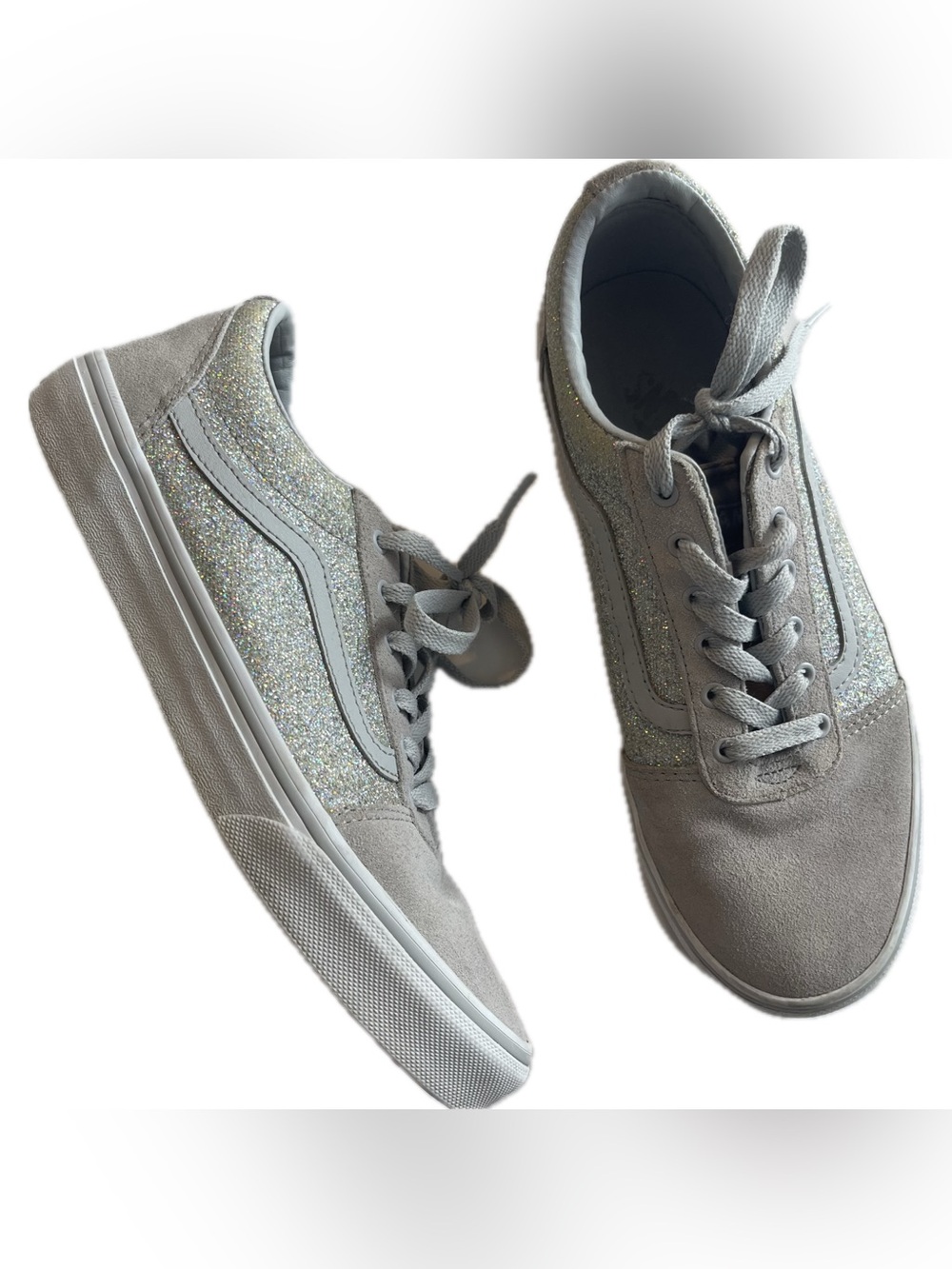 Vans Glitter Side-Stripe Low Top Sneakers - Light Gray